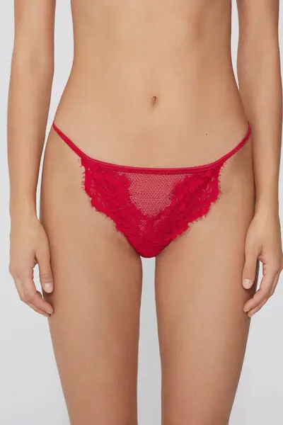 Perizoma con Fianchetto Tanga Delicate Net Donna Rosso miniatura 2