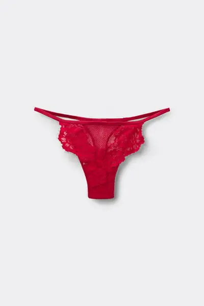 Perizoma con Fianchetto Tanga Delicate Net Donna Rosso