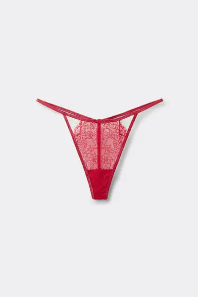Perizoma con Fianchetto Tanga Gold Details Donna Rosso