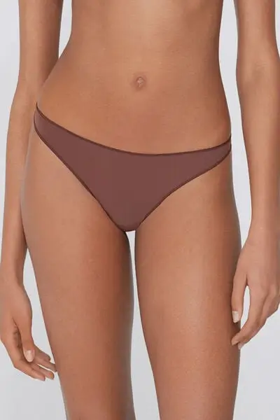 Perizoma in Microfibra Riciclata Donna Marrone miniatura 2