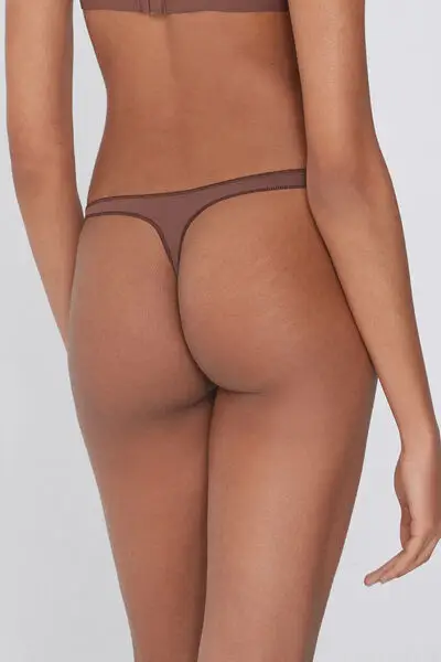 Perizoma in Microfibra Riciclata Donna Marrone miniatura 3