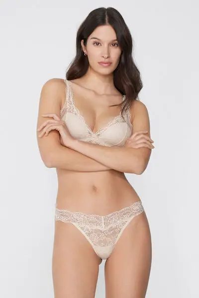 Perizoma Sgambato in Pizzo Riciclato Donna Avorio miniatura 2