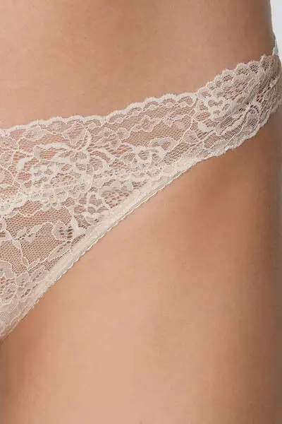 Perizoma Sgambato in Pizzo Riciclato Donna Avorio miniatura 3