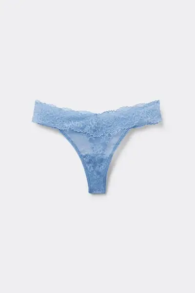 Perizoma Sgambato in Pizzo Riciclato Donna Azzurro