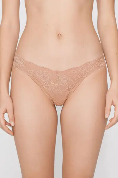 Perizoma Sgambato in Pizzo Riciclato Donna Naturale miniatura 2