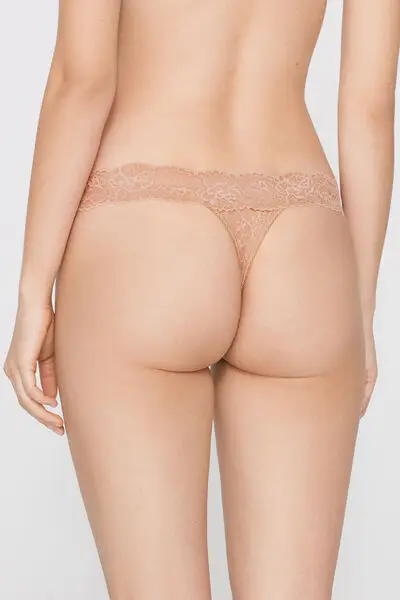 Perizoma Sgambato in Pizzo Riciclato Donna Naturale miniatura 3