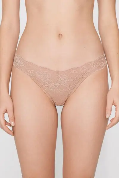 Perizoma Sgambato in Pizzo Riciclato Donna Naturale miniatura 2