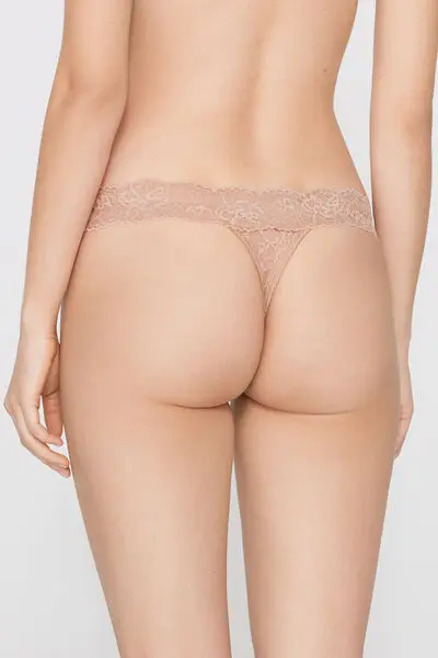 Perizoma Sgambato in Pizzo Riciclato Donna Naturale miniatura 3