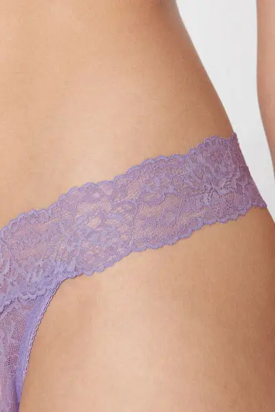 Perizoma Sgambato in Pizzo Riciclato Donna Viola miniatura 3