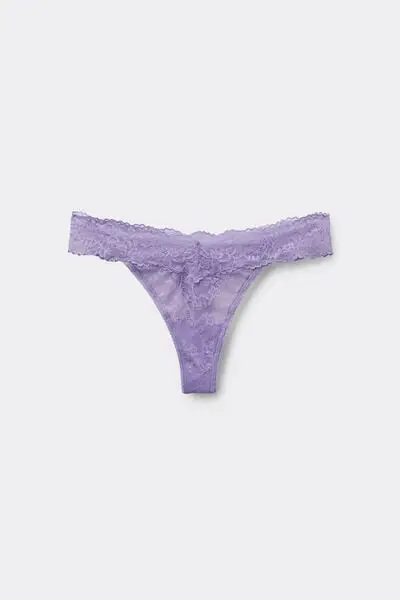 Perizoma Sgambato in Pizzo Riciclato Donna Viola