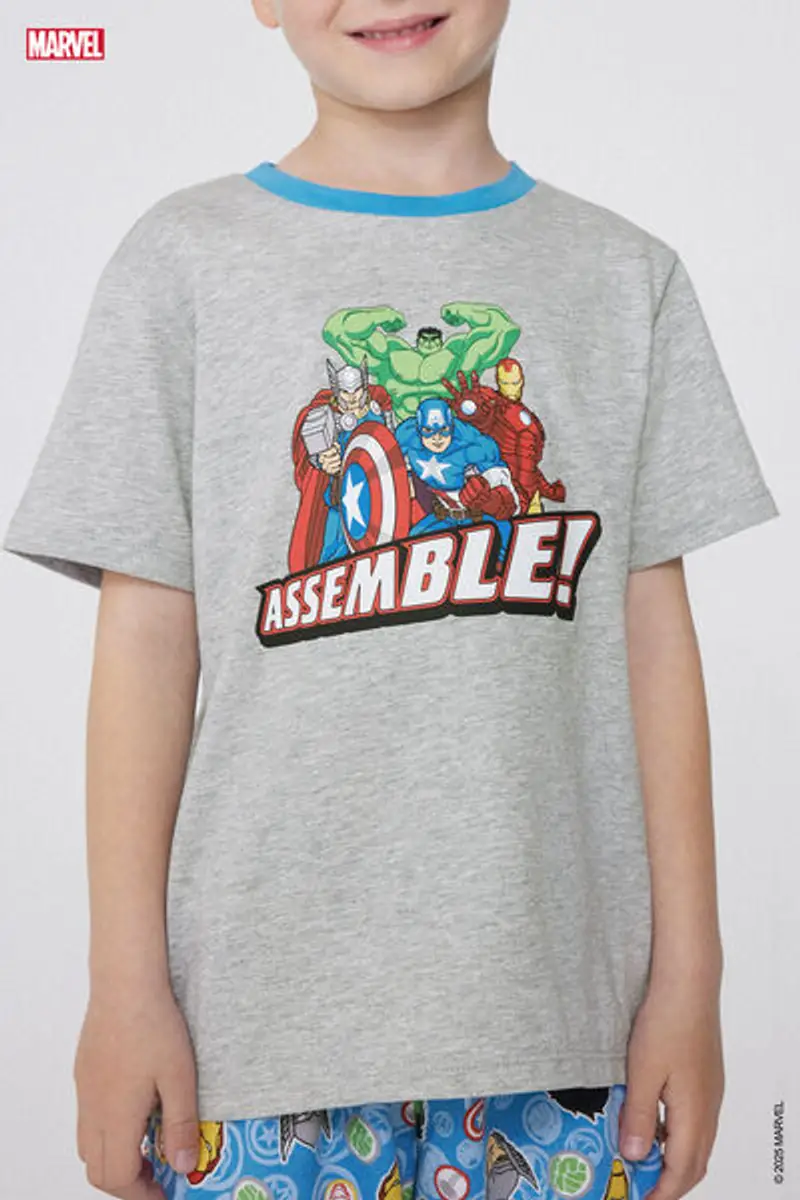 Tezenis Pigiama Corto in Cotone Bimbo Marvel Avengers Bambino Grigio Taglia 10-11 miniatura 3