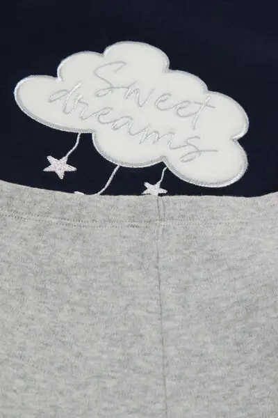 Pigiama Lungo Bimba Cotone Pesante Patch Nuvola Bambina miniatura 2