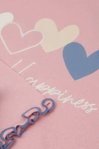 Pigiama Lungo Bimba Cotone Pesante Stampa Cuori Bambina Rosa miniatura 3