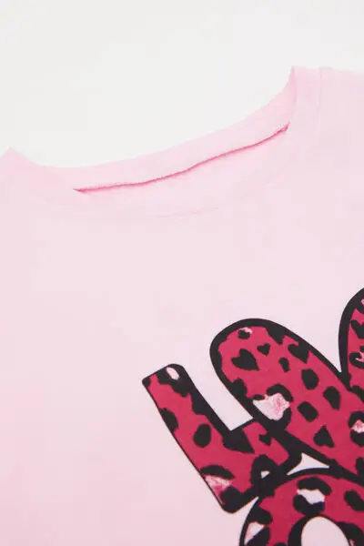 Pigiama Lungo Bimba Cotone Stampa Animalier Bambina Bordeaux miniatura 2