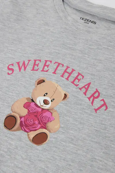 Pigiama Lungo Bimba in Cotone Stampa Orsetti Bambina Grigio miniatura 3