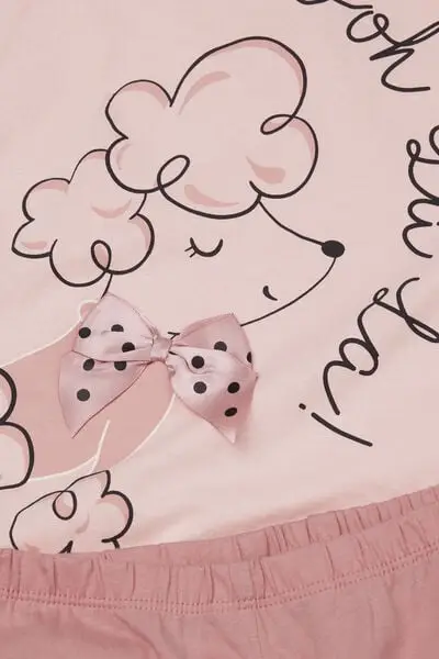 Pigiama Lungo Bimba in Viscosa Stampa Cane Bambina Rosa miniatura 2