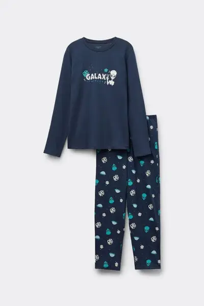 Pigiama Lungo Bimbo Cotone Luminescente Bambino Blu