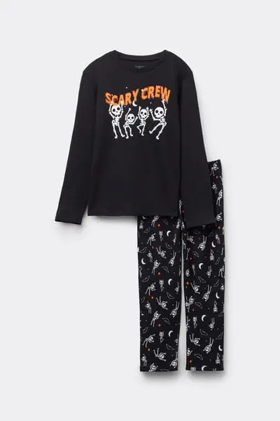 Pigiama Lungo Bimbo Cotone Pesante "Scary Crew" Bambino