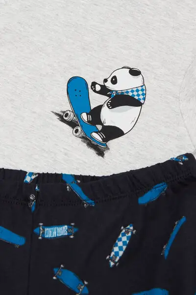 Pigiama Lungo Cotone Bimbo Stampa Panda Bambino Stampa miniatura 3