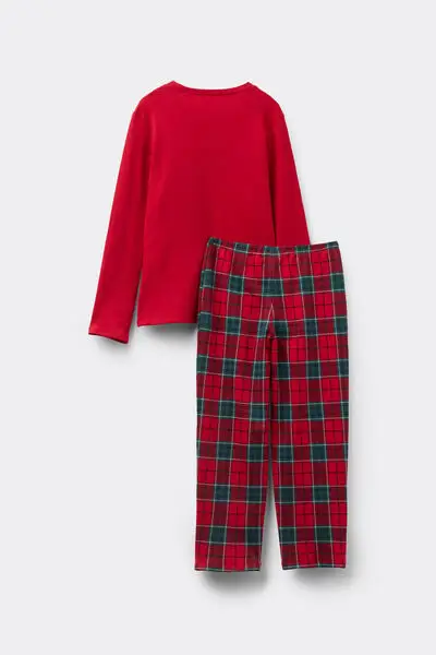 Pigiama Lungo Cotone Pesante Family Gang Bimbi Unisex Unisex Rosso miniatura 3