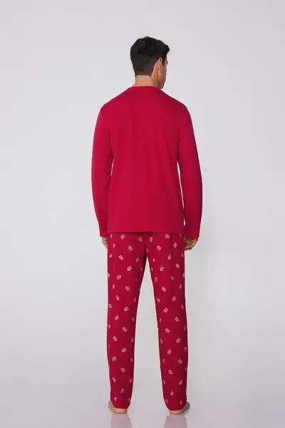 Pigiama Lungo Cotone Pesante Patch Gingerbread Uomo miniatura 2