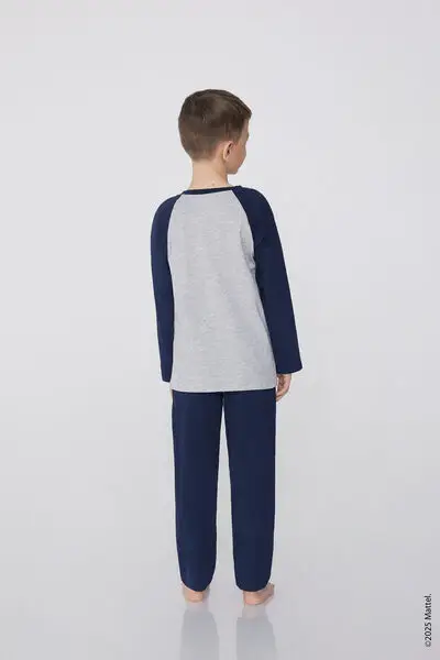 Pigiama Lungo Cotone Stampa Hot Wheels Bimbo Bambino Grigio miniatura 2