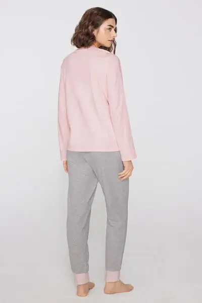 Pigiama Lungo in Cotone Stampa "Not Today" Donna Rosa miniatura 2