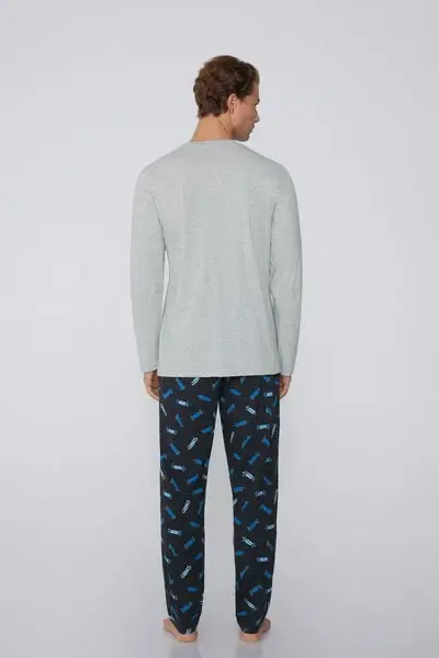 Pigiama Lungo in Cotone Stampa Panda Uomo Stampa miniatura 2