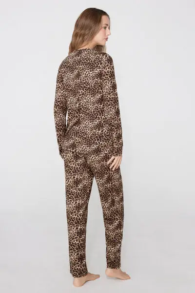 Pigiama Lungo in Viscosa Stampa Animalier Donna Animalier miniatura 2