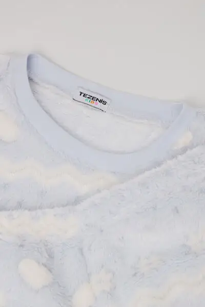 Pigiama Lungo Pile Devoré Bimba Stampa Nordica Bambina Azzurro miniatura 2