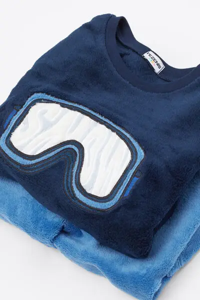 Pigiama Lungo Pile Leggero Bimbo Patch Maschera Sci Bambino miniatura 3