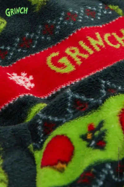 Pigiama Lungo Pile Leggero Grinch Natale Bimbi Unisex Unisex Nero miniatura 2