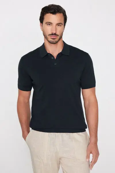 Polo Mezza Manica in Cotone Uomo Blu