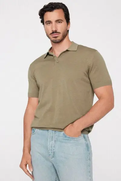 Polo Mezza Manica in Cotone Uomo Verde