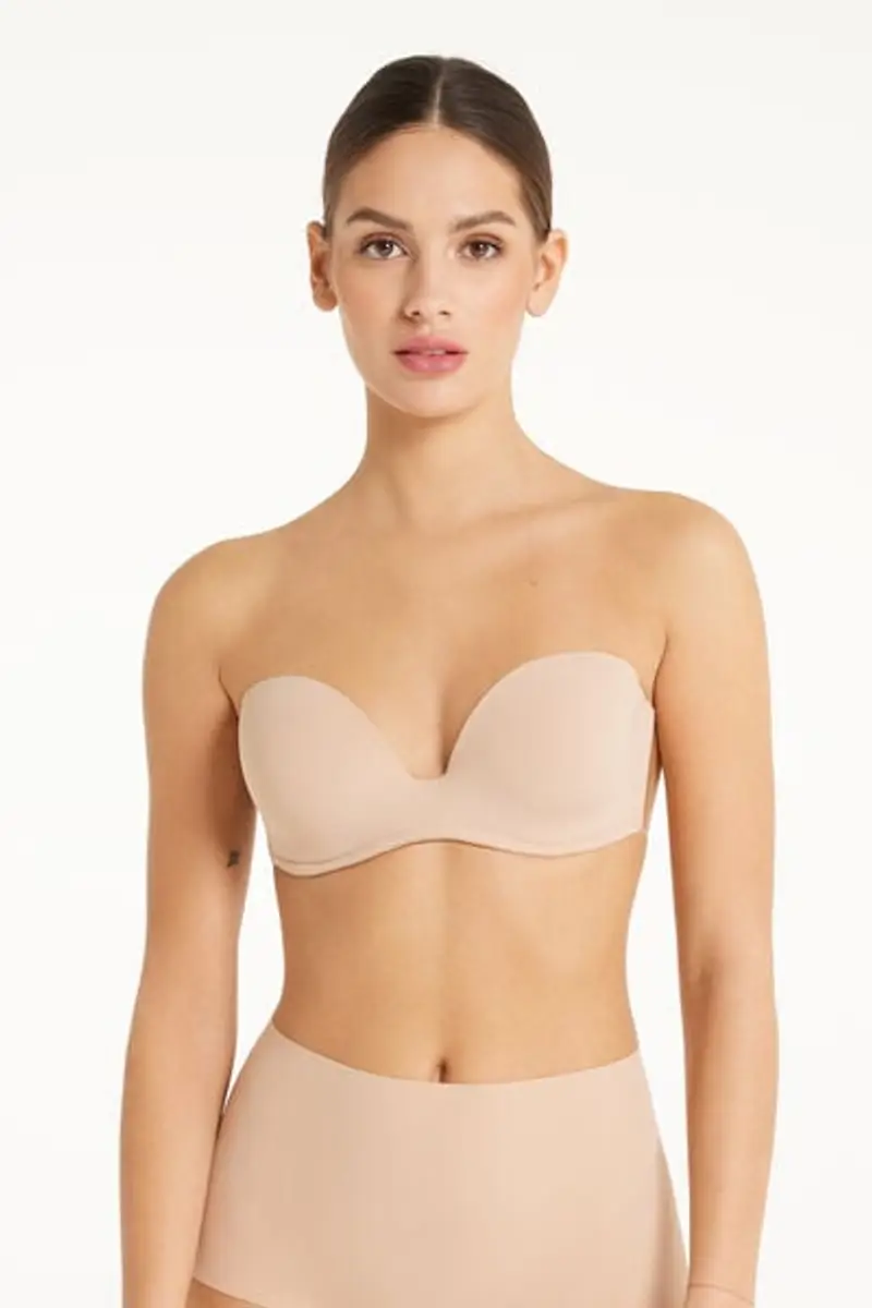 Tezenis Reggiseno a Fascia Autoreggente con Schiena in Silicone Donna Naturale Taglia 1B