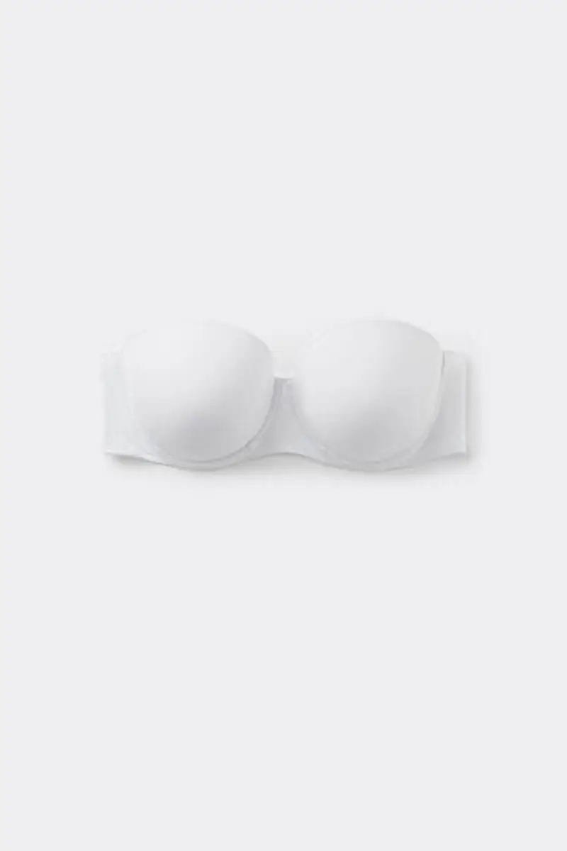 Tezenis Reggiseno a Fascia Leggermente Imbottito Microfibra Riciclata Full Coverage Donna Bianco Taglia 3B