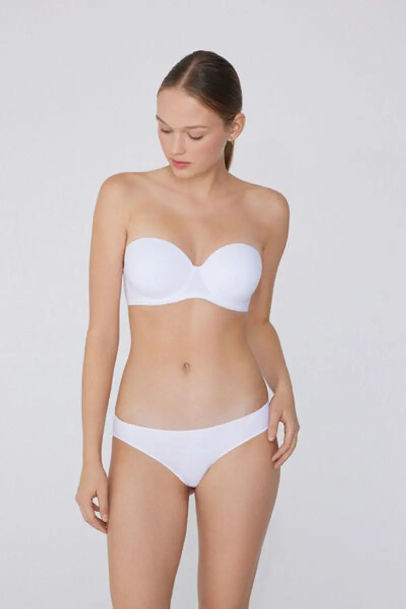 Tezenis Reggiseno a Fascia Leggermente Imbottito Microfibra Riciclata Full Coverage Donna Bianco Taglia 3B miniatura 3