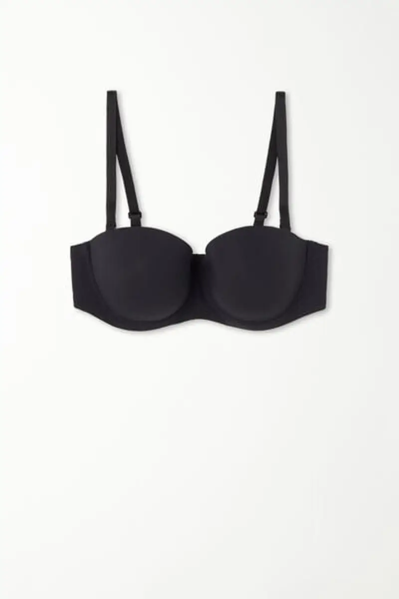 Tezenis Reggiseno a Fascia Leggermente Imbottito Microfibra Riciclata Full Coverage Donna Nero Taglia 4E