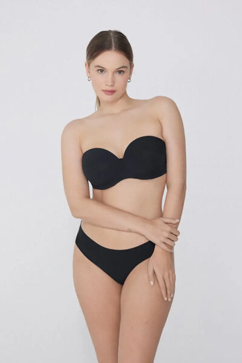 Tezenis Reggiseno a Fascia Leggermente Imbottito Microfibra Riciclata Full Coverage Donna Nero Taglia 4E miniatura 3
