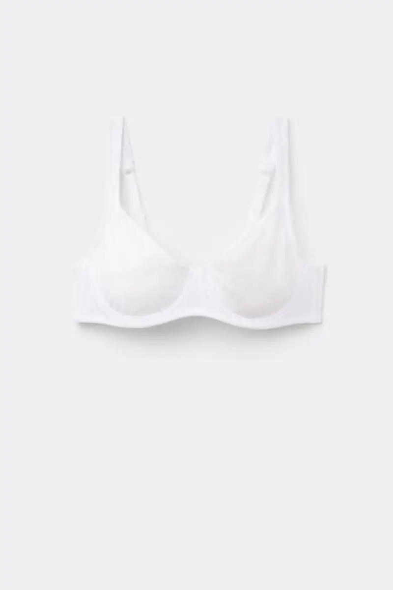 Tezenis Reggiseno Balconcino in Cotone Organico Paris Donna Bianco Taglia 2B