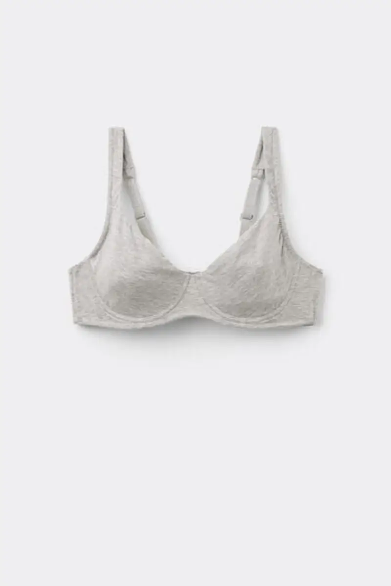 Tezenis Reggiseno Balconcino in Cotone Organico Paris Donna Grigio Taglia 4D