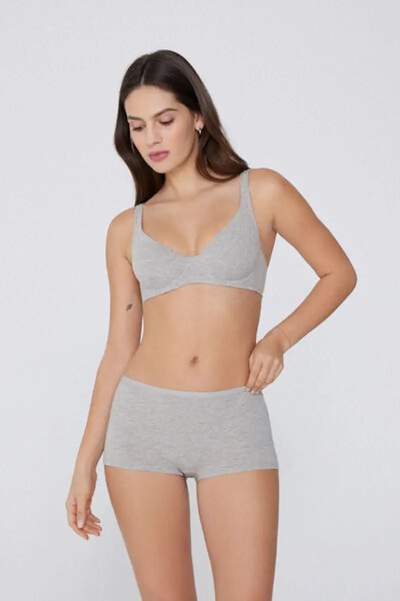 Tezenis Reggiseno Balconcino in Cotone Organico Paris Donna Grigio Taglia 4D miniatura 3