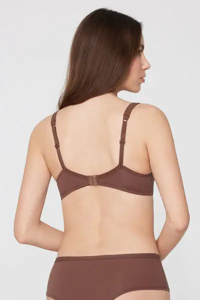 Reggiseno Balconcino in Cotone Organico Paris Donna Marrone miniatura 3