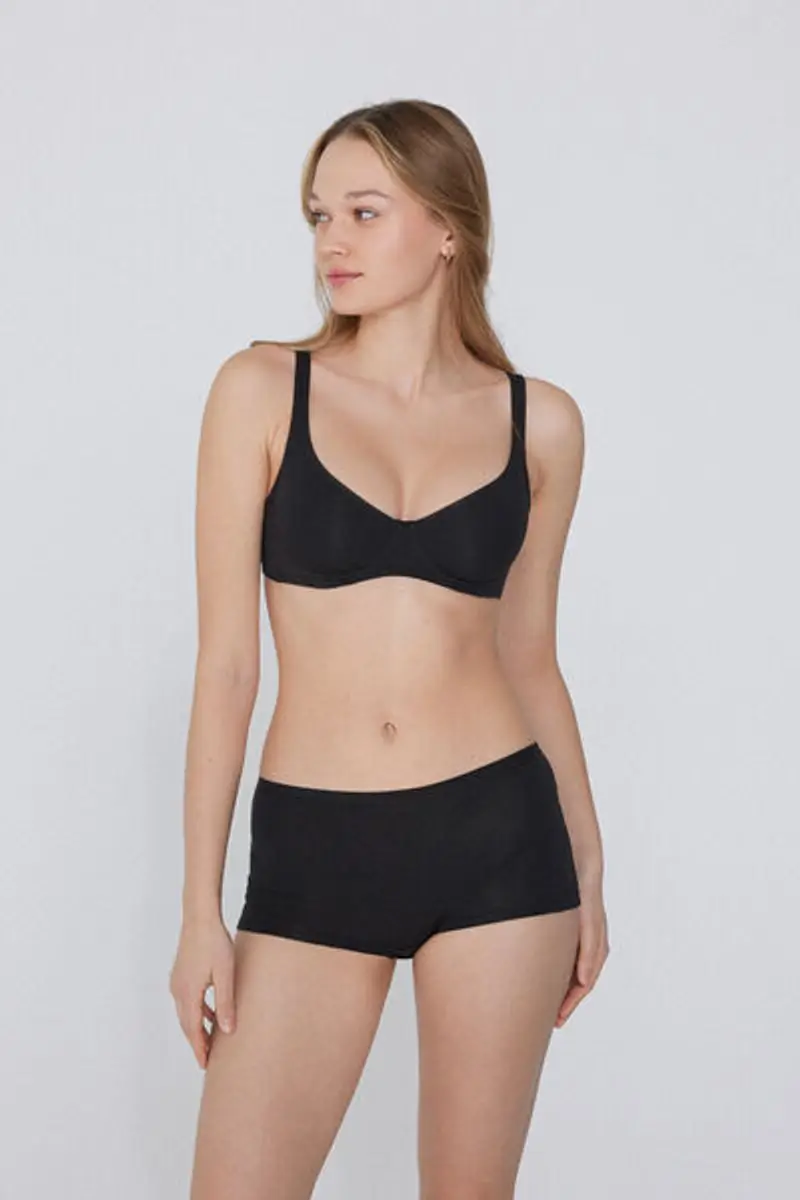 Tezenis Reggiseno Balconcino in Cotone Organico Paris Donna Nero Taglia 2B miniatura 3