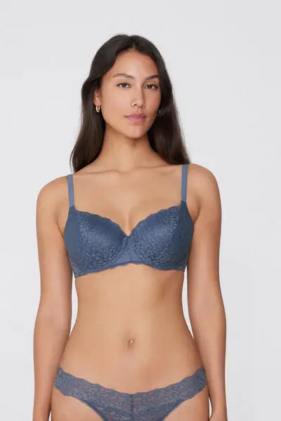 Reggiseno Balconcino in Pizzo Riciclato Prague Full Cover Donna Blu miniatura 2