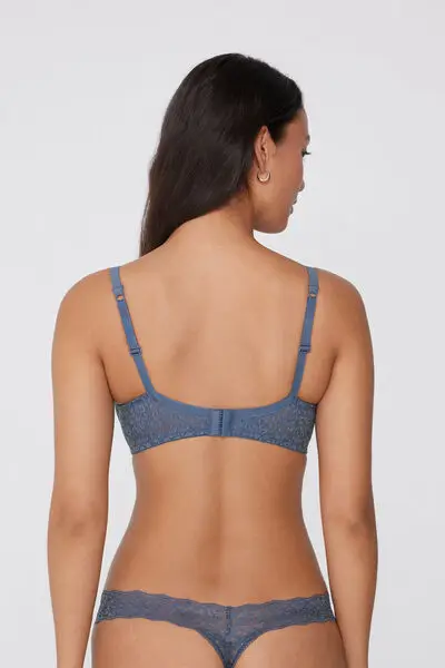 Reggiseno Balconcino in Pizzo Riciclato Prague Full Cover Donna Blu miniatura 3