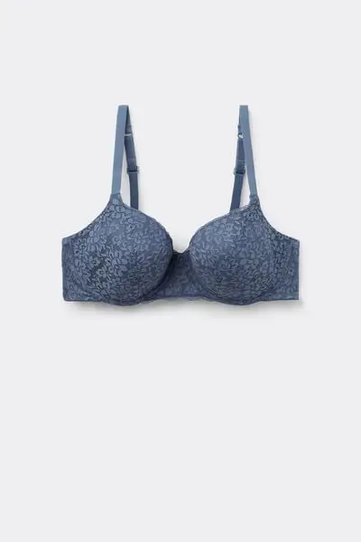Reggiseno Balconcino in Pizzo Riciclato Prague Full Cover Donna Blu