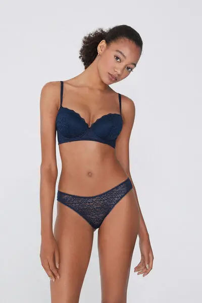 Reggiseno Balconcino Leggermente Imbottito in Pizzo Riciclato Wien Donna Blu miniatura 2