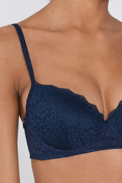 Reggiseno Balconcino Leggermente Imbottito in Pizzo Riciclato Wien Donna Blu miniatura 3