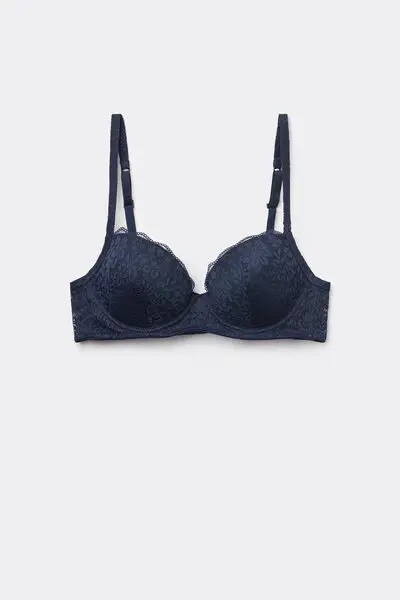 Reggiseno Balconcino Leggermente Imbottito in Pizzo Riciclato Wien Donna Blu